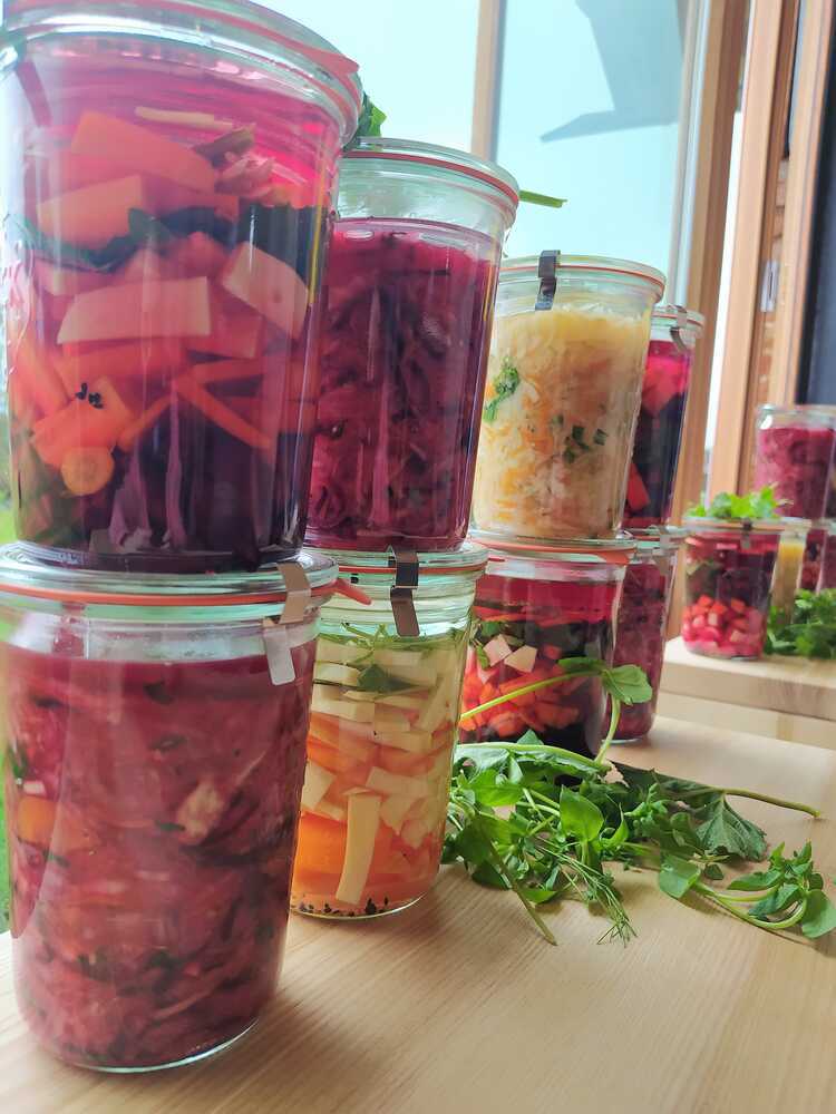 Buntes Wintergemüse fermentieren mit Abendessen