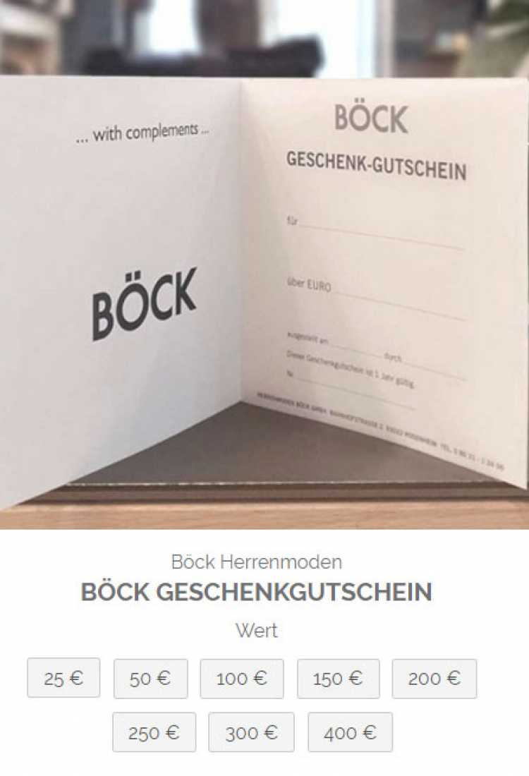 Geschenkgutschein von Böck verschenken