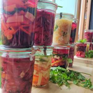 Buntes Wintergemüse fermentieren mit Abendessen